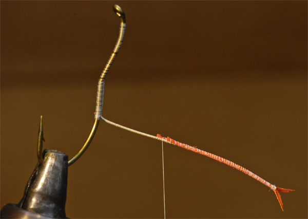 thin brass wire is used to make a strong and flexible underbody frame for my orange dragonfly