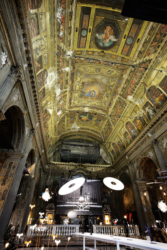 San Paolo Converso interior with Ingo Maurer lighting