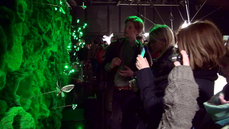 Ingo Maurer Spazio Krizia party - milan 2012 - Biotope wall with LED Butterflies made by Graham Owen