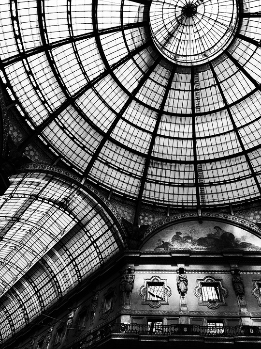 Skylights Galleria Vittorio Emanuele II shopping mall Milano Italy