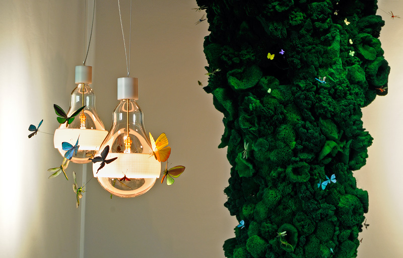 Ingo Maurer Biotope with two custom Johnny B. Schmetterling light fixtures 