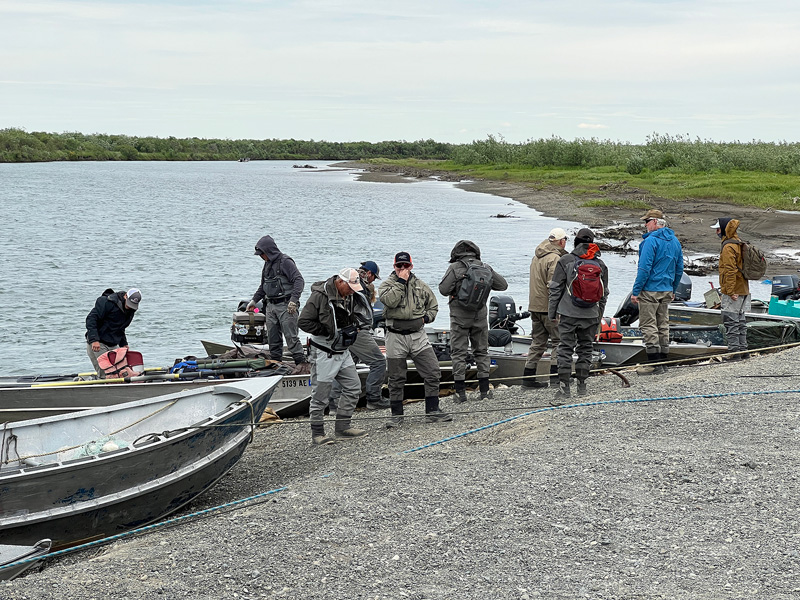 boats ready to take us 18 miles up river to base camp