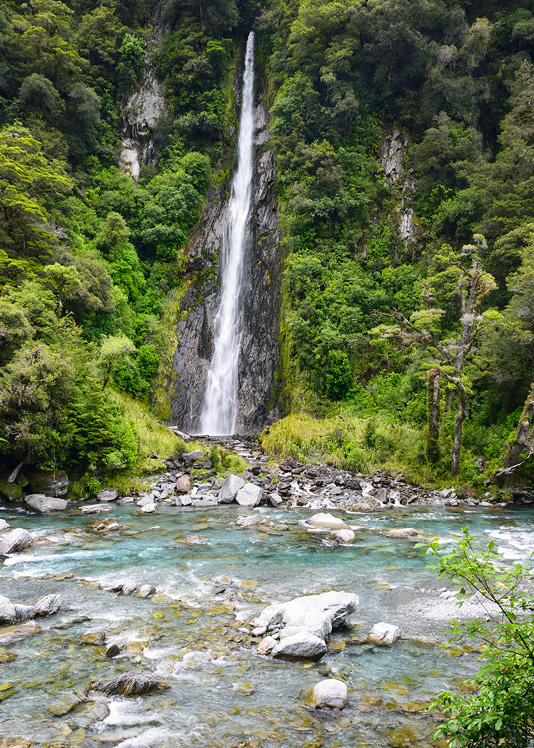 Thunder Creek waterfall New Zealand south island