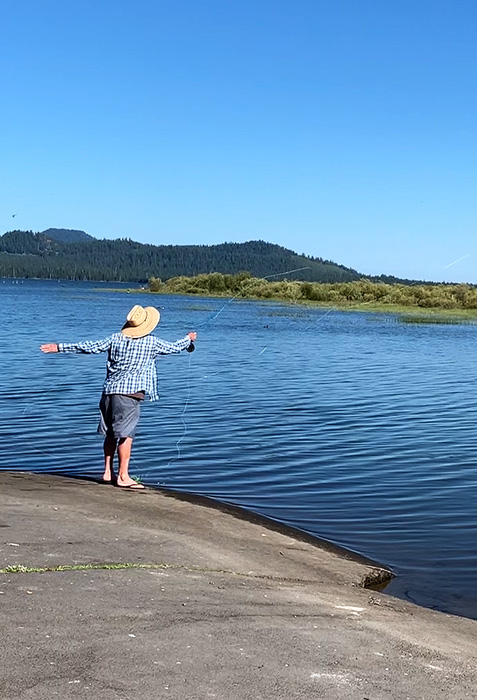 Tim Rajeff fly casting a fiberglass Echo fly rod