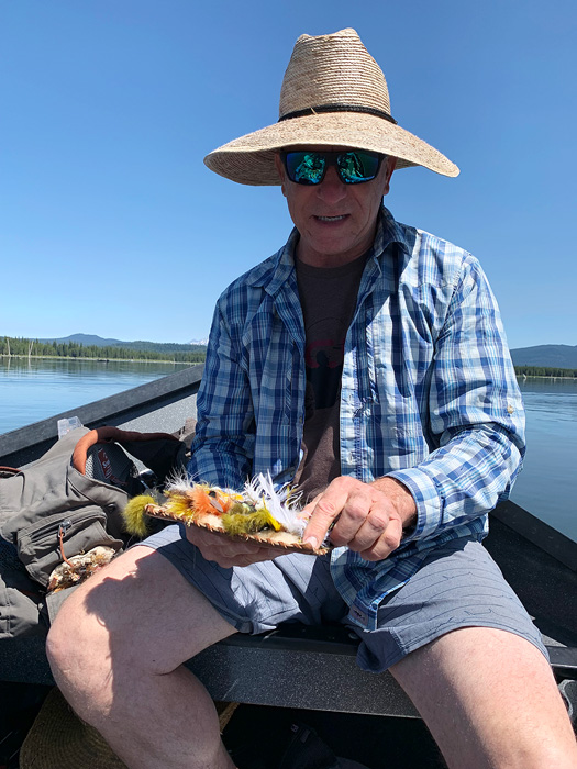 Tim Rajeff with an overflowing selection of fishing flies