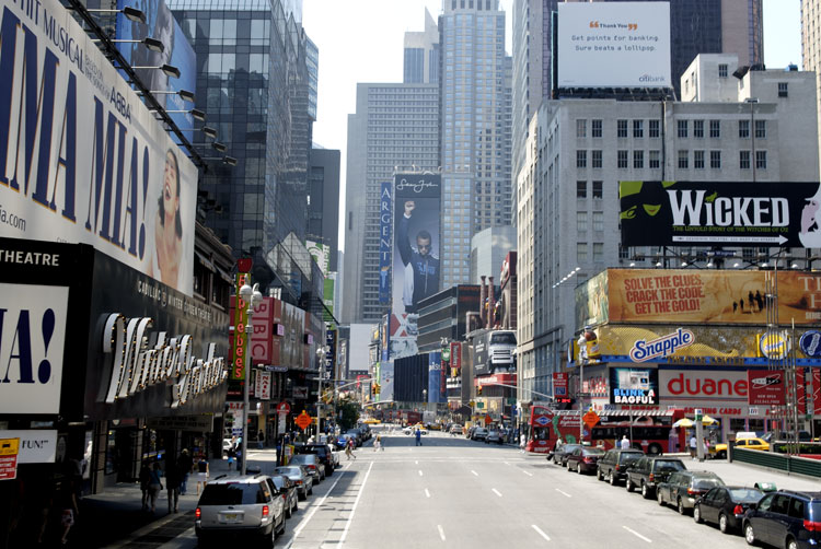 Looking into Times Square NY