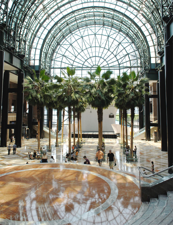 Palm trees inside the NY World Financial Center building