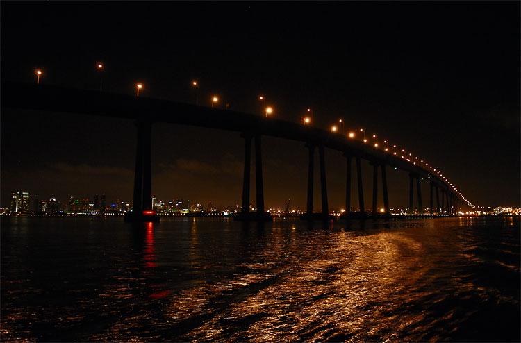 View of the Coronado bridge from the dinner cruise boat