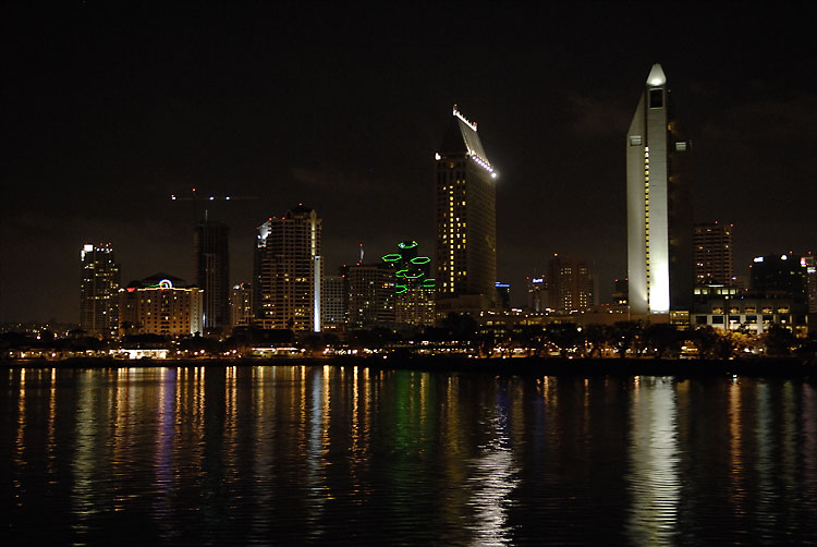 The downtown San Diego skyline at night looked nice