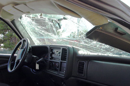 Inside the rolled PU truck