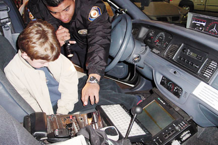 Inside a Pasadena Police Department car