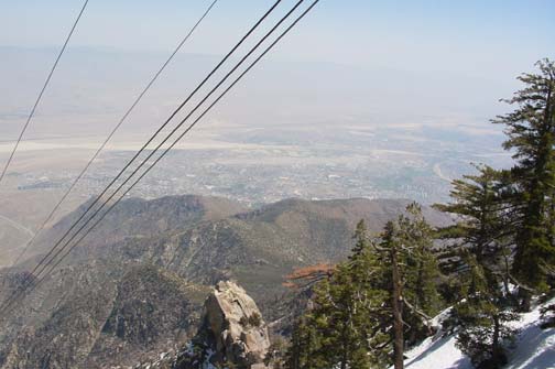 view of Palm springs from the aerial tramway cable car