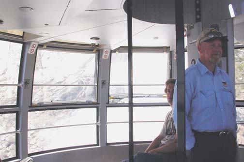 The friendly tram operator and a real scared guy