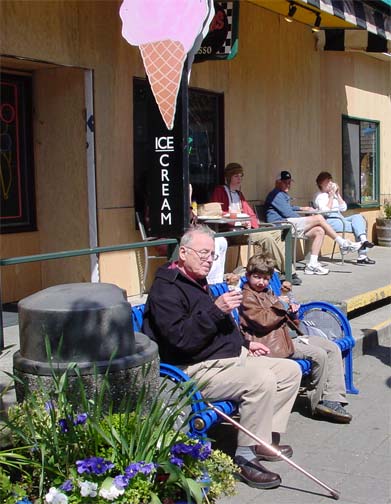 enjoying ice cream with my grandad