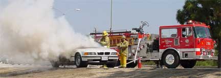 spraying out the blaze