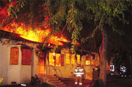 Part of the tile roof caved in