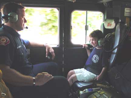 riding to a call inside engine 33