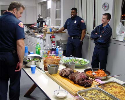 a feast of roast beef and ham