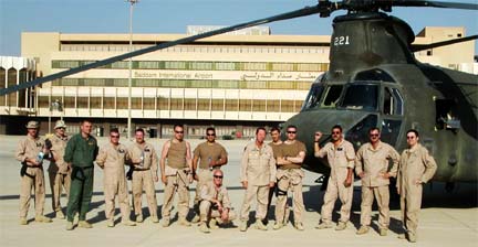 Chinook helicopter and it's crew