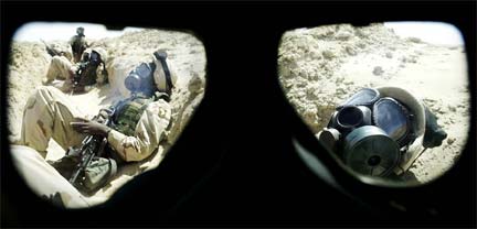 view through gas mask goggles