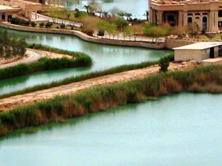 closeup of a palace moat