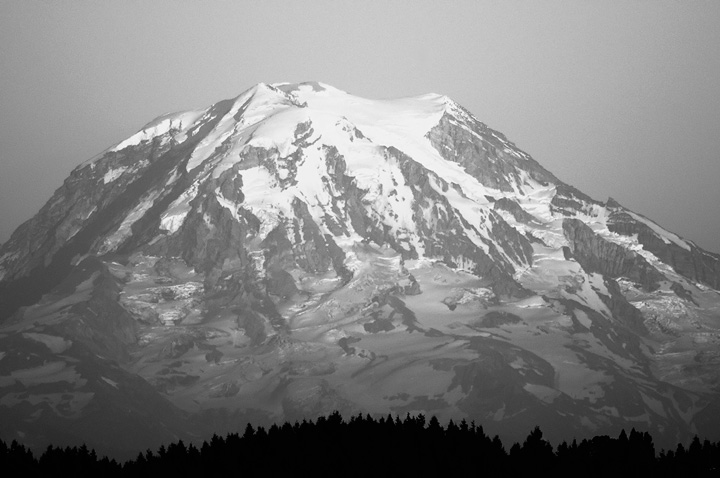 Mount Rainier Washington black and white photo