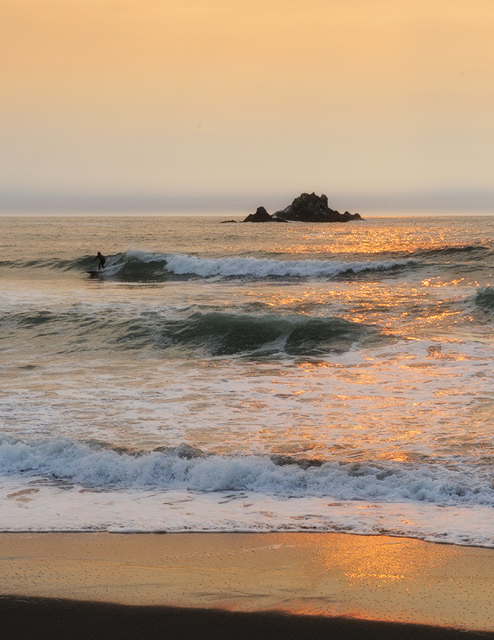 Crescent City California sunset surfer