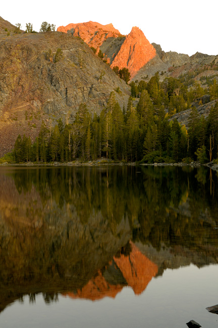 Sierra sunrise alpenglow reflection