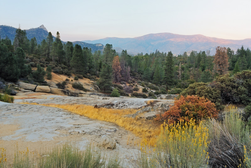 View of the southern Sierra Nevada mountains at sunset