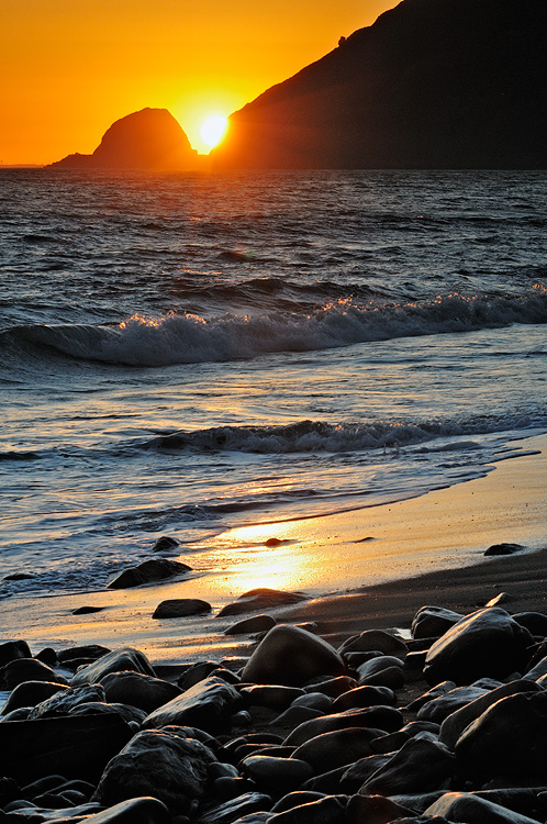 Point Mugu sunset, beach and rocks